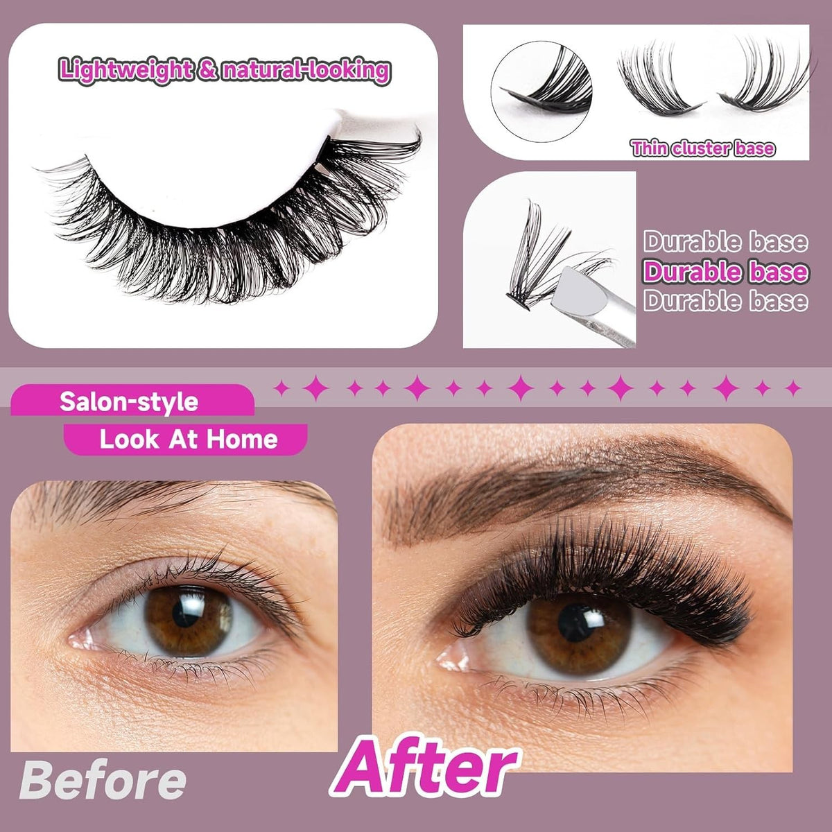 300 Pcs DIY Lash Extension Kit Natural Cluster Lashes for Salon Use