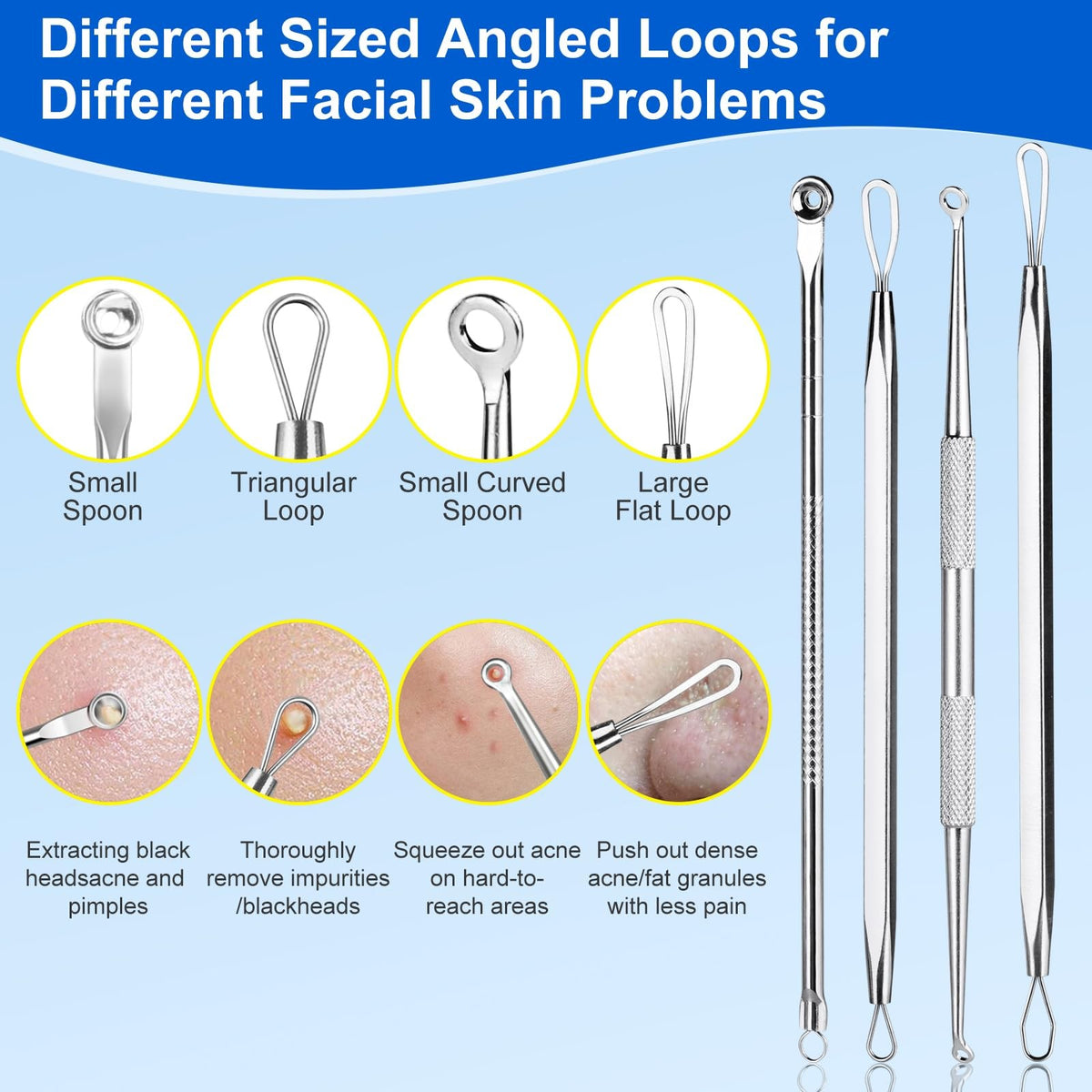 Professional Blackhead Remover Tool Kit - 10 Pcs Skin Care Extractors
