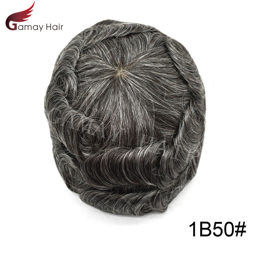 Full Poly Thin Skin Human Hair Toupee for Men - Durable, Invisible, Customizable