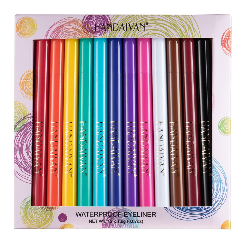 12 Color Matte Liquid Eyeliner Set Waterproof & Smudgeproof Eye Makeup