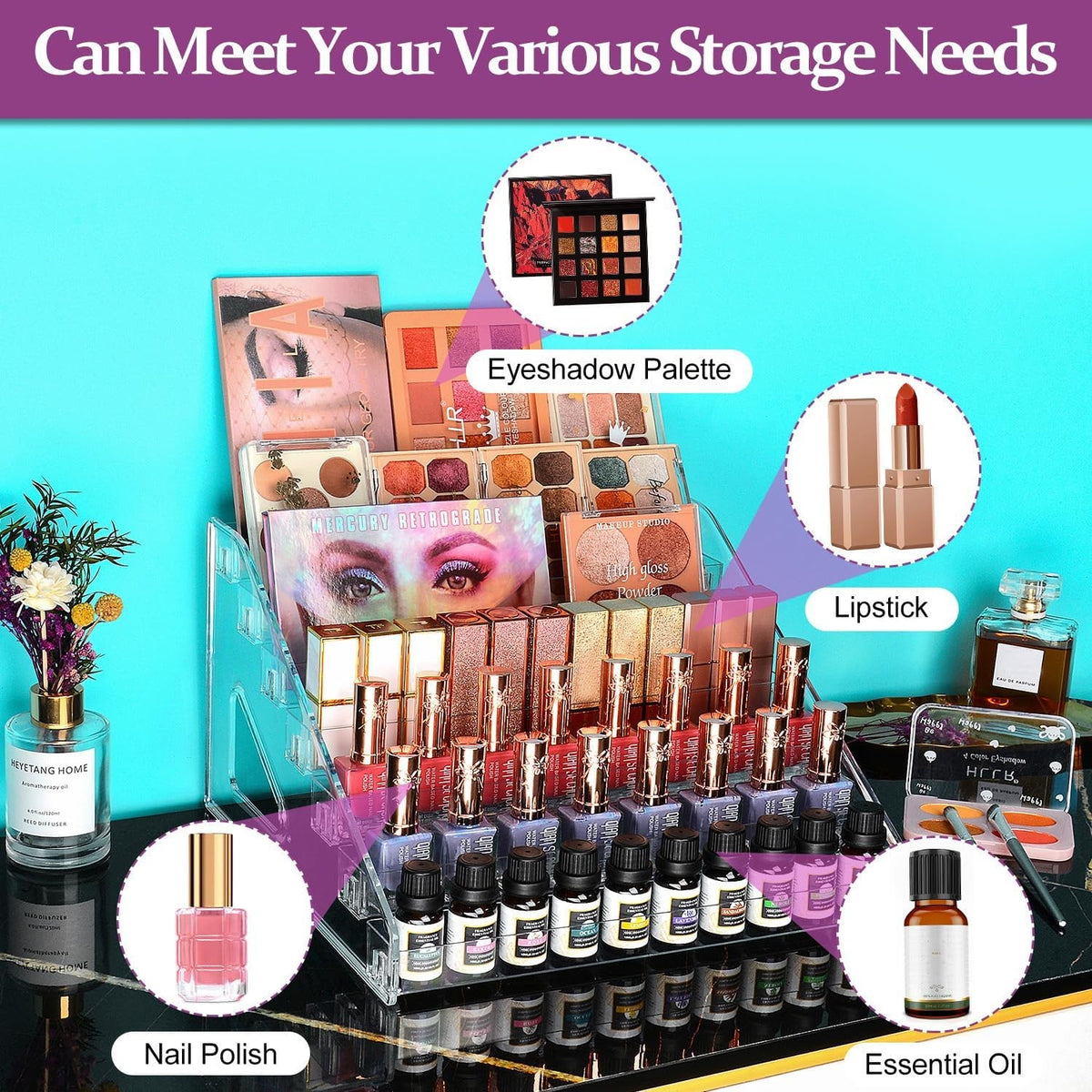 7-Tier Clear Acrylic Nail Polish & Essential Oil Organizer