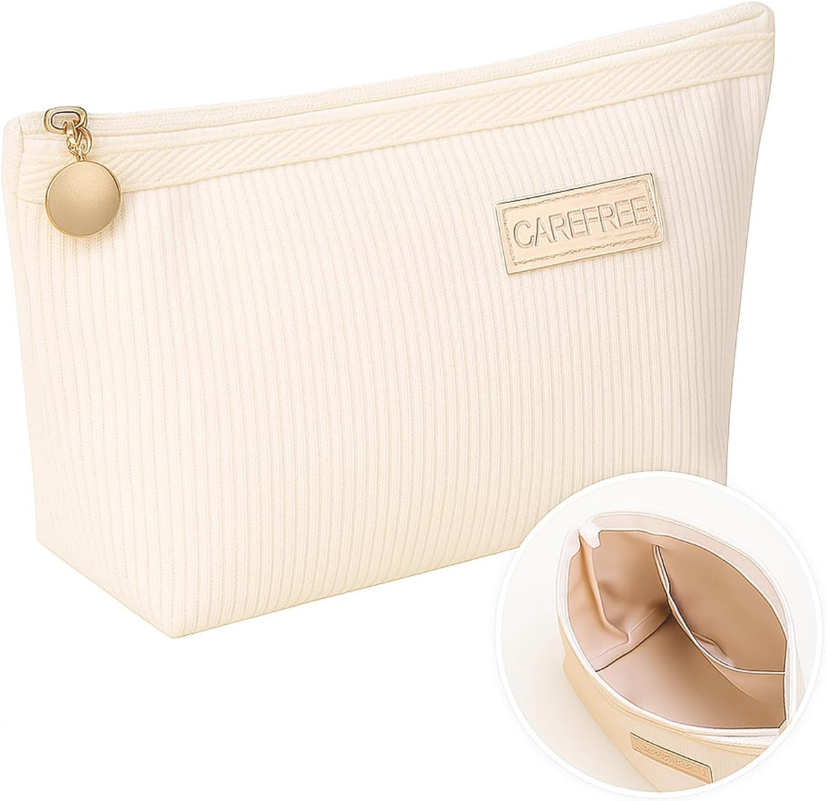 White Travel Makeup Bag Cosmetic Organizer Toiletry Pouch 19.5x11x6.5cm