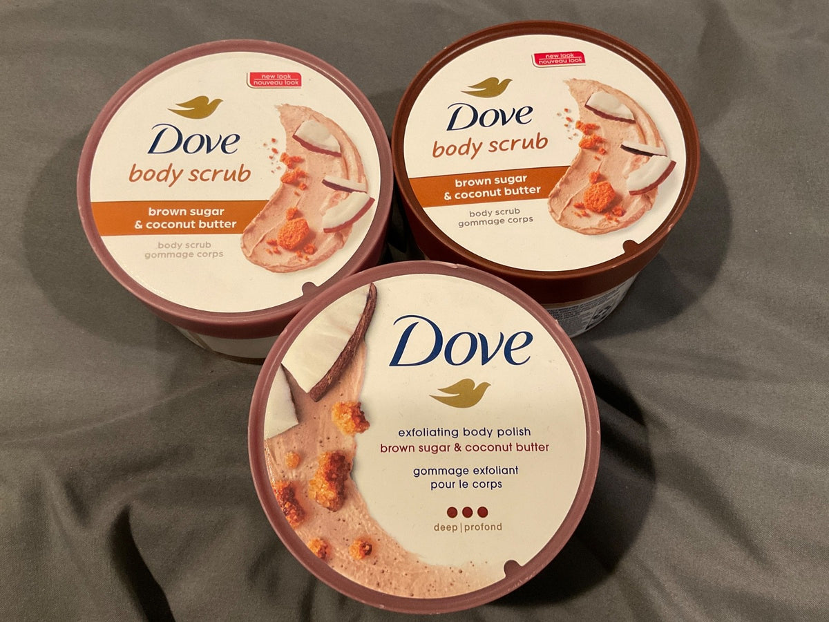 3 Dove Body Scrub Brown Sugar & Coconut Butter Exfoliating 10.5 Oz