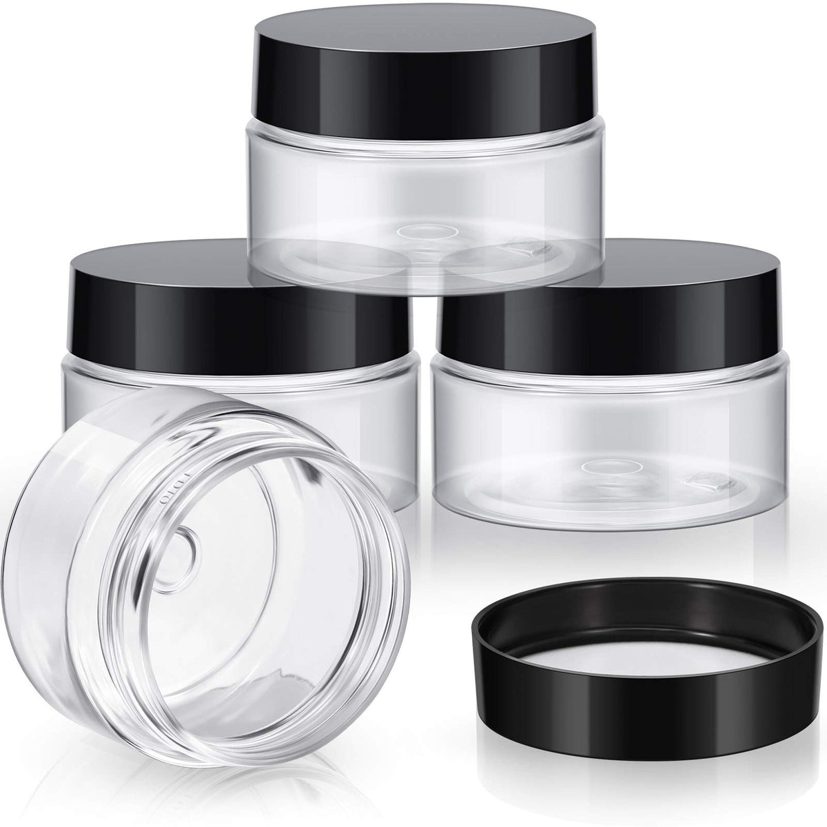 1oz Refillable Clear Plastic Cosmetic Jars with Leakproof Lids – Set of 6