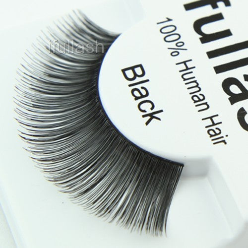 100% Human Hair Eyelashes – False Lash Strips, Black, 6 or 12 Pairs