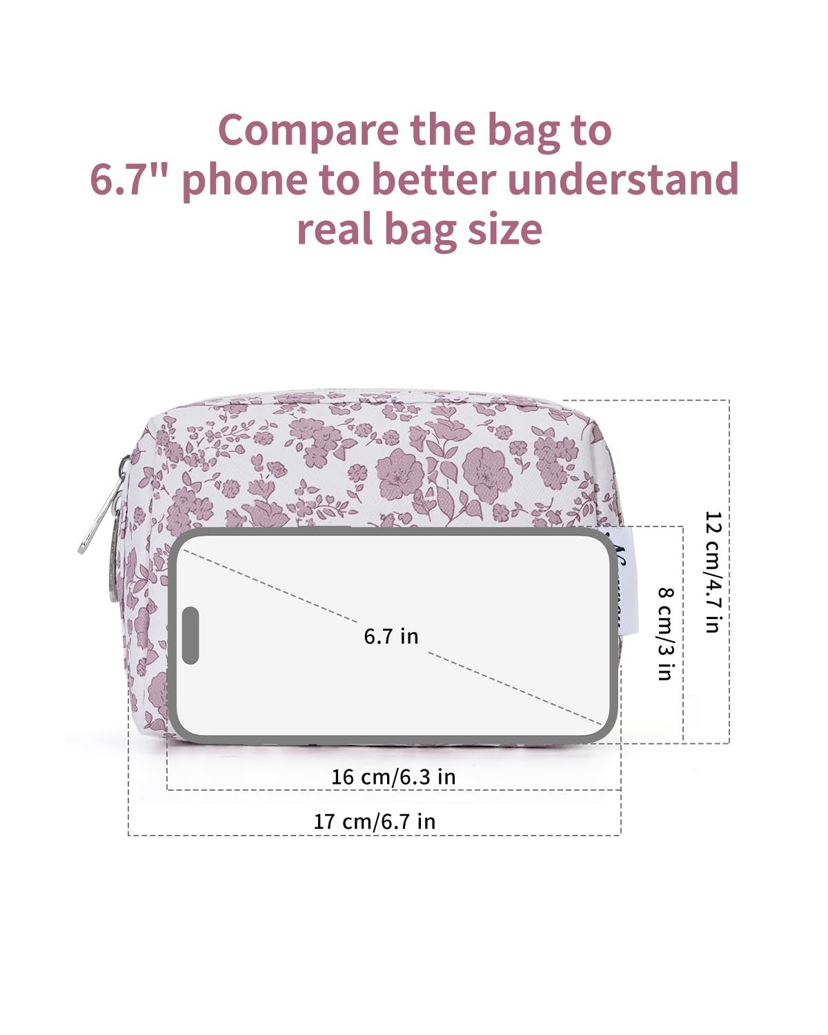 Cute Floral Makeup Bag for Travel and Purse - Small Waterproof Cosmetic Pouch