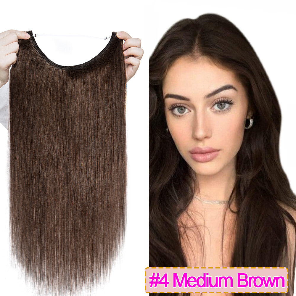 Invisible Wire Clip-In Hair Extensions - 100% Remy Human Hair, Easy to Wear