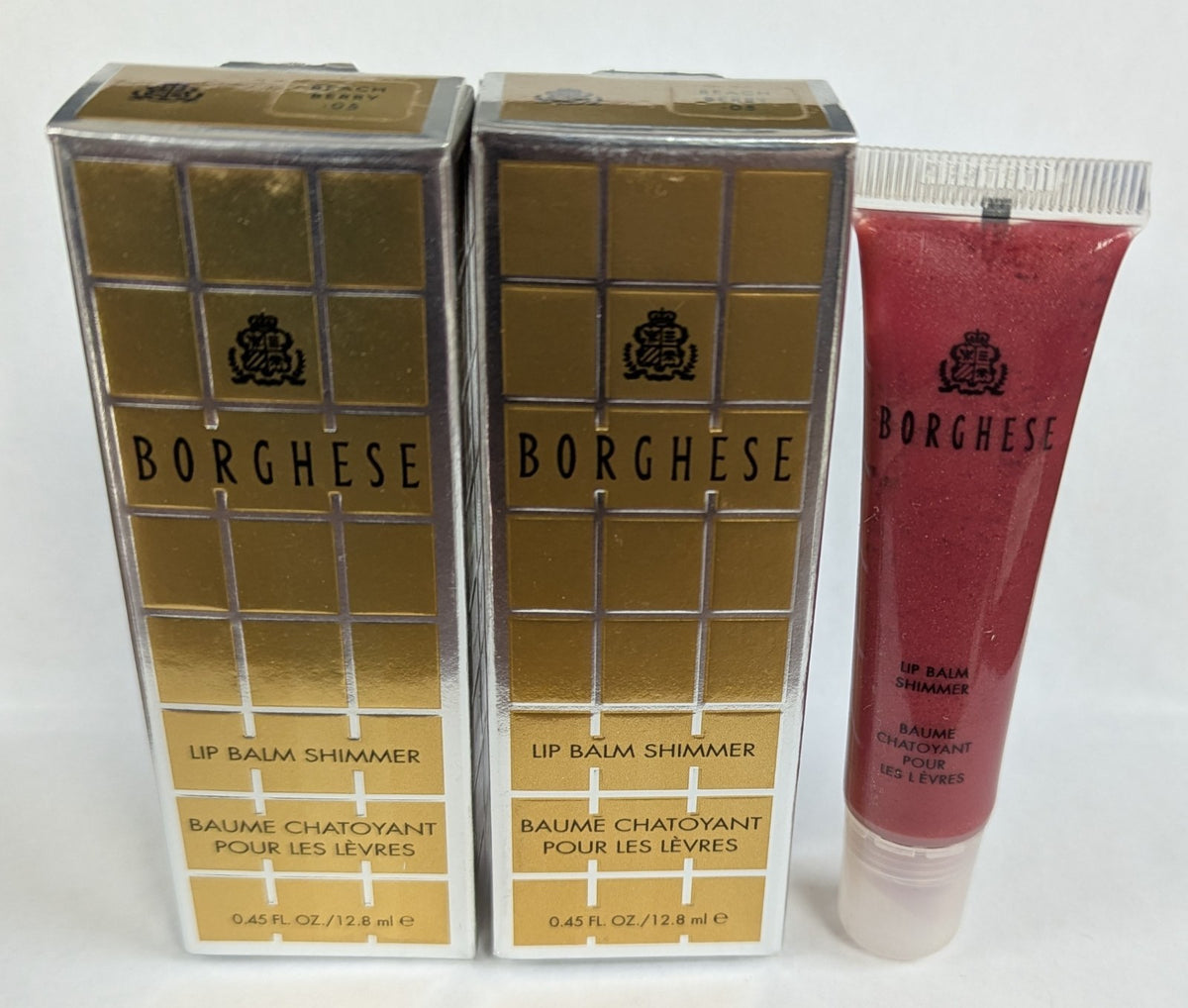 Lot of 2 Borghese Lip Balm Shimmer 05 Beach Berry 0.45 fl oz - New