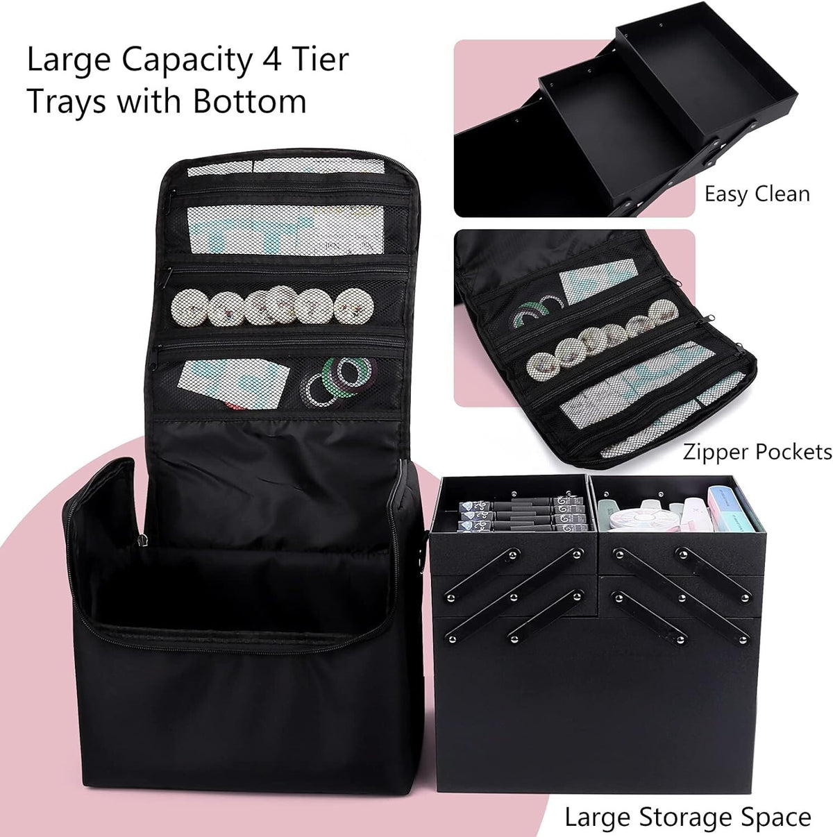 Waterproof Makeup Bag with Adjustable Dividers for Travel & Organization