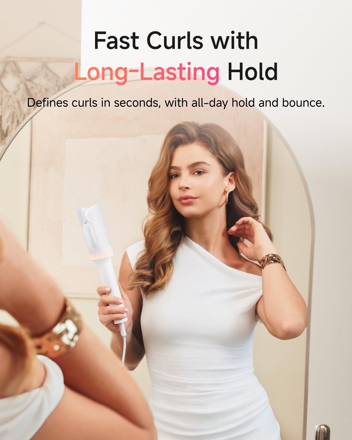 Automatic Curling Iron 1.25 Inch Ceramic Hair Curler with Dual Modes & Tangle-Free Design