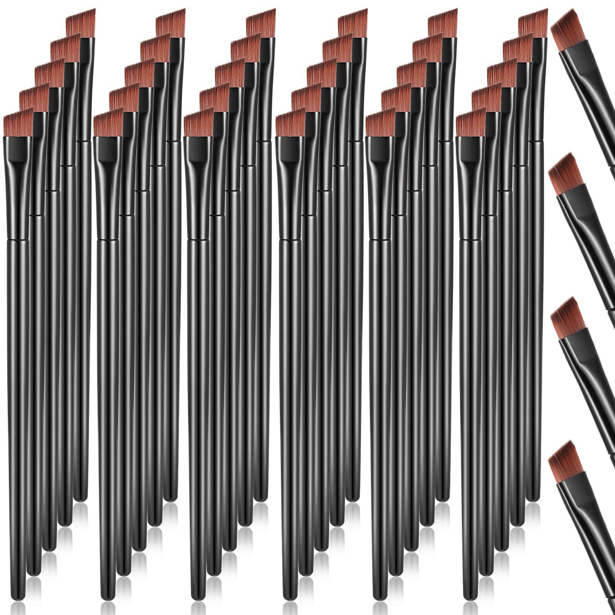 Disposable Angled Eyebrow and Eyeliner Brush Set - 100 Pieces, Travel Friendly