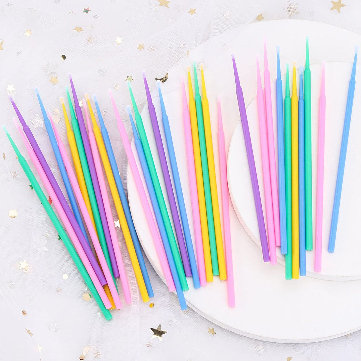 Disposable Micro Applicator Brushes for Makeup and Eyelash Cleaning - 5 Colors