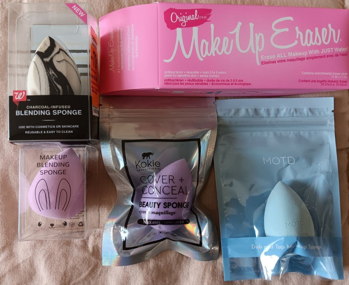 MakeUp Eraser Pink Makeup Cleaning Cloths & Blending Sponges - Full Size Set