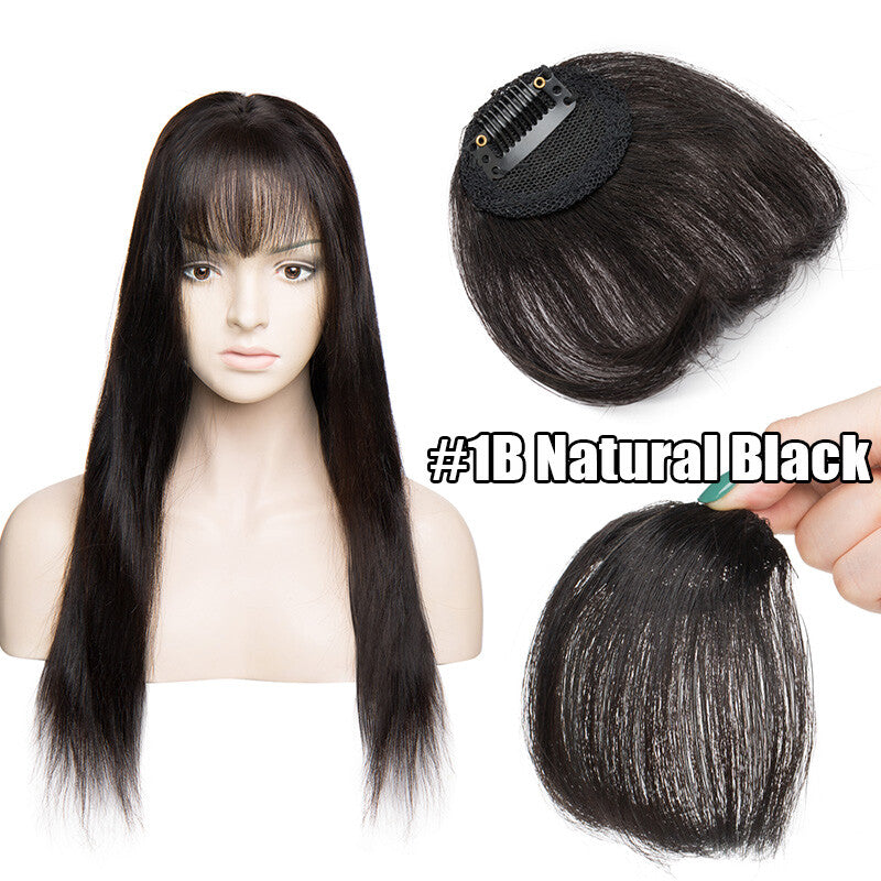 Women Remy Clip-In Hair Extensions Bangs Front Top Piece - Blonde & Dark Colors