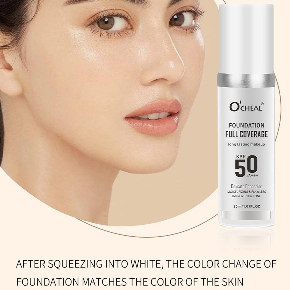 Color Changing Foundation for Mature Skin SPF50 Liquid Makeup 30ml Set