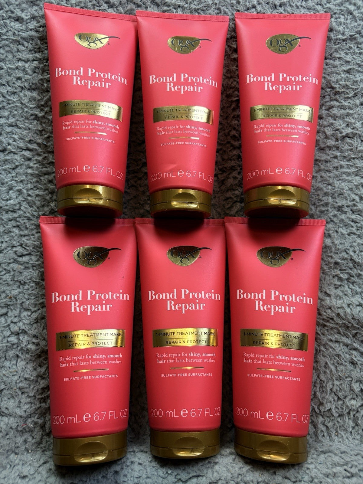 OGX Repair & Protect Bond Protein Hair Mask - 1-Minute Treatment, Pack of 6