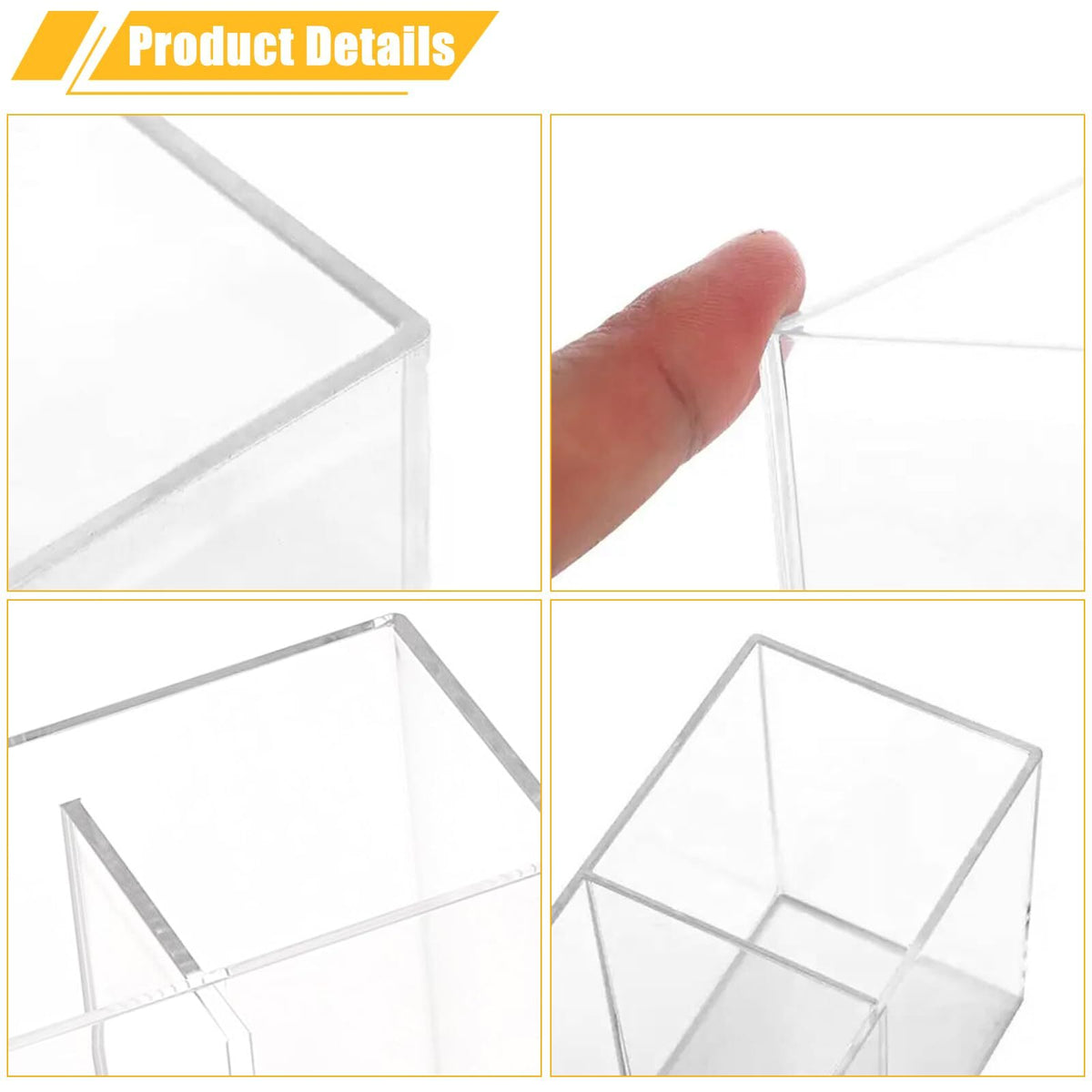 4-Compartment Acrylic Desk Organizer for Pens, Makeup Brushes & Stationery