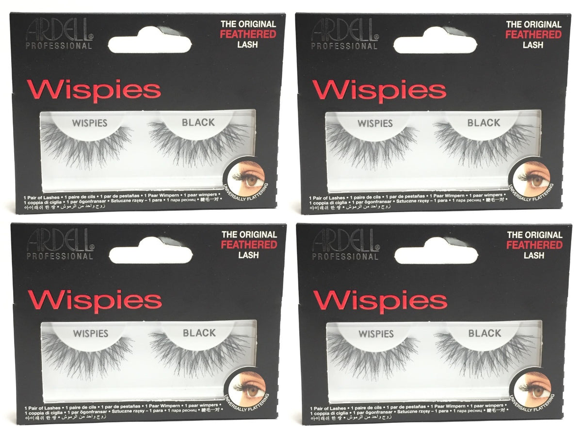 Ardell Wispies False Eyelashes Black 4 Pack - Natural Flare Style