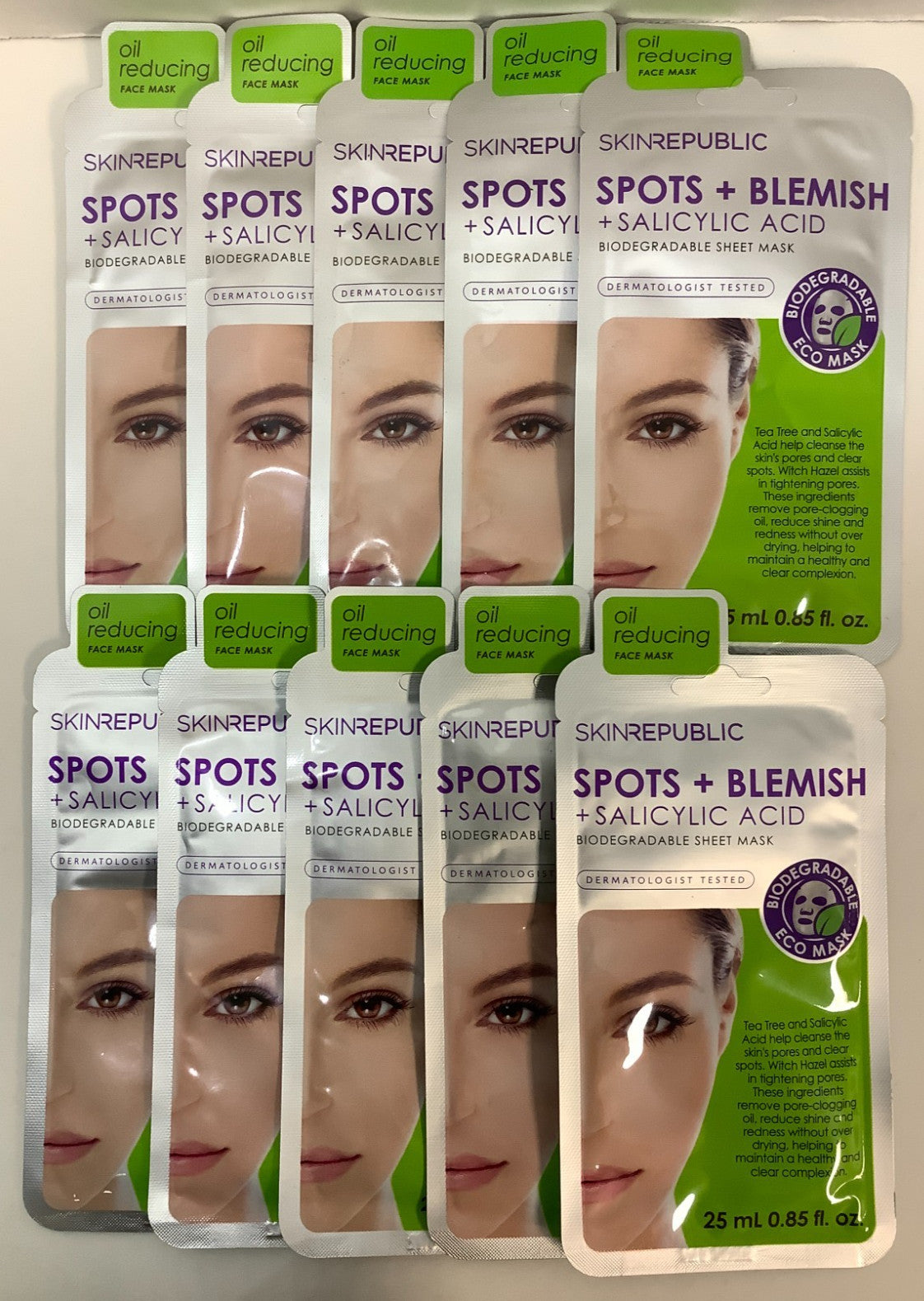 Salicylic Acid Sheet Mask for Spots & Blemishes, 10-Pack