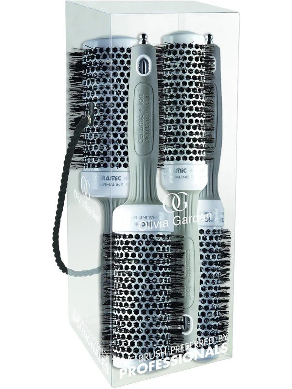 Ceramic Ion Thermal Styling Brush Set - 4 Pieces, Frizz Control & Shine