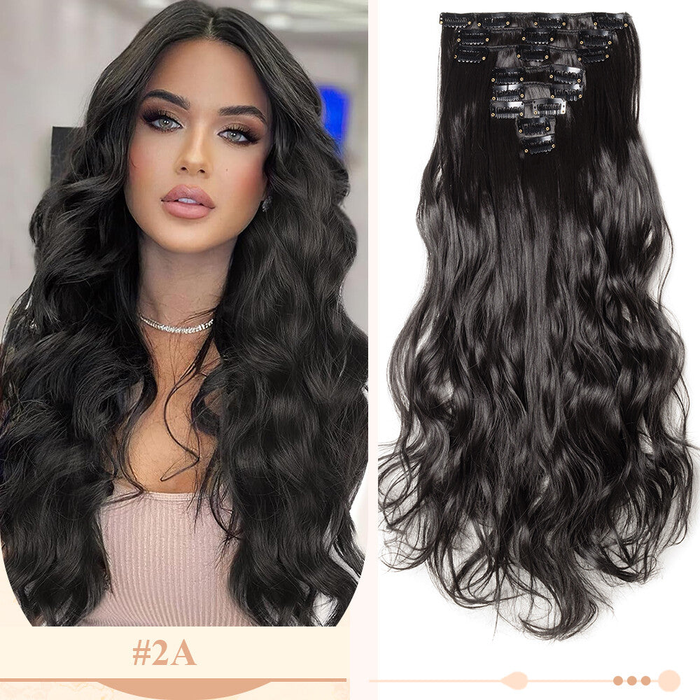 Clip-In Hair Extensions Full Head Ombre Highlight Synthetic Thick Hair 8-24 Inches