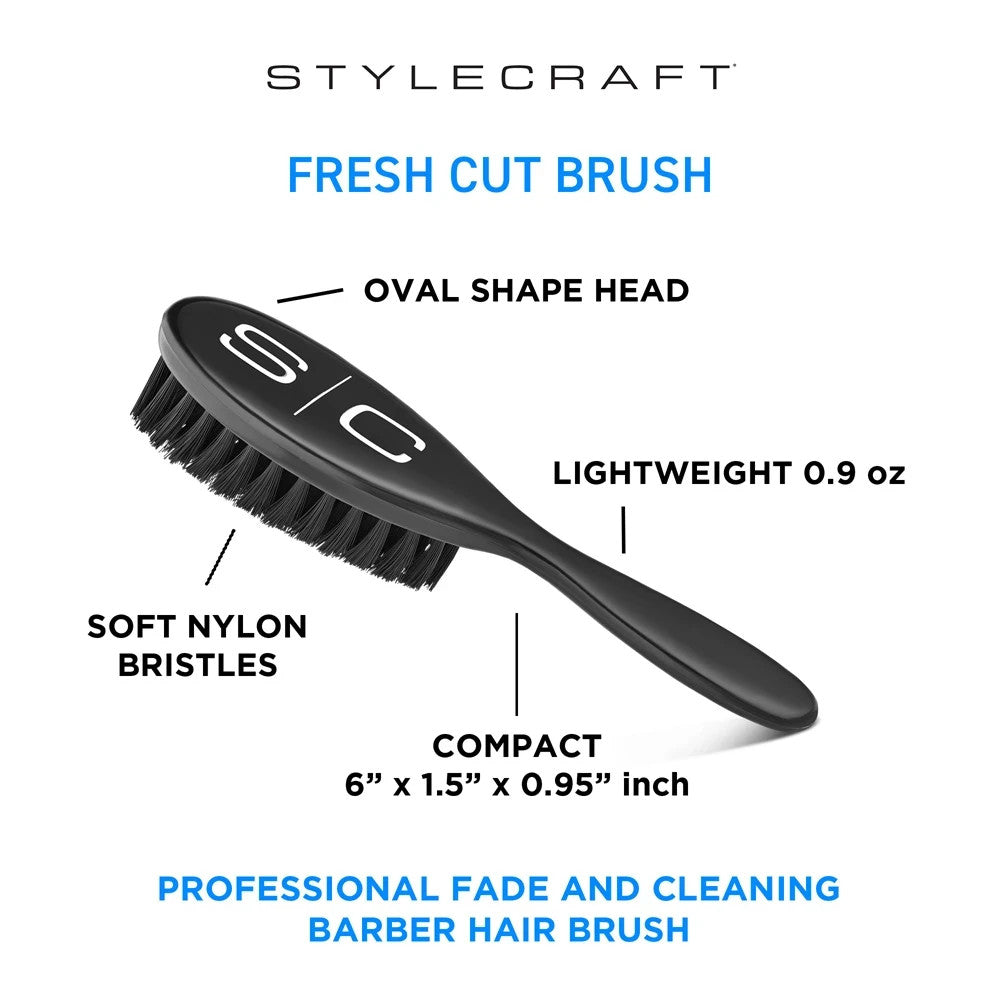 Professional Hair Cutting & Fading Brush Black - StyleCraft SC318B