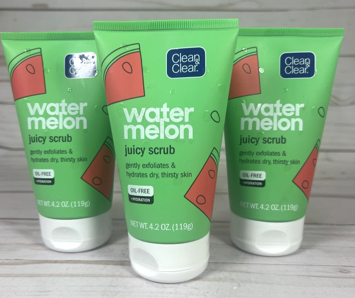 Clean & Clear Watermelon Juicy Scrub Exfoliator Oil-Free 4.2oz (3x)