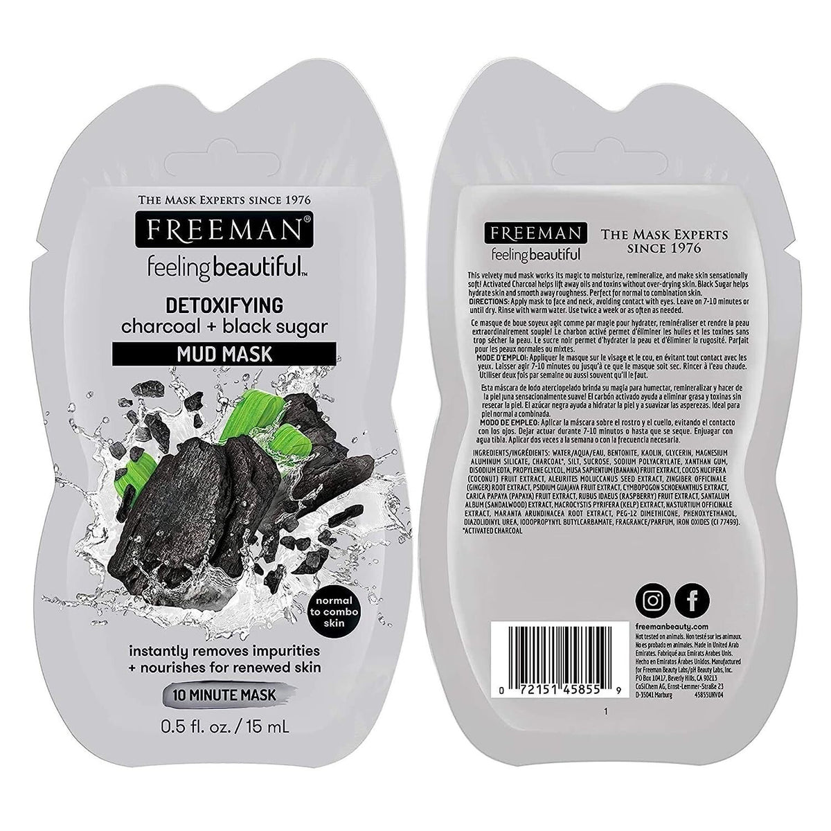 Charcoal Detoxifying Mud Mask - 6 Pack, 0.5 oz Each