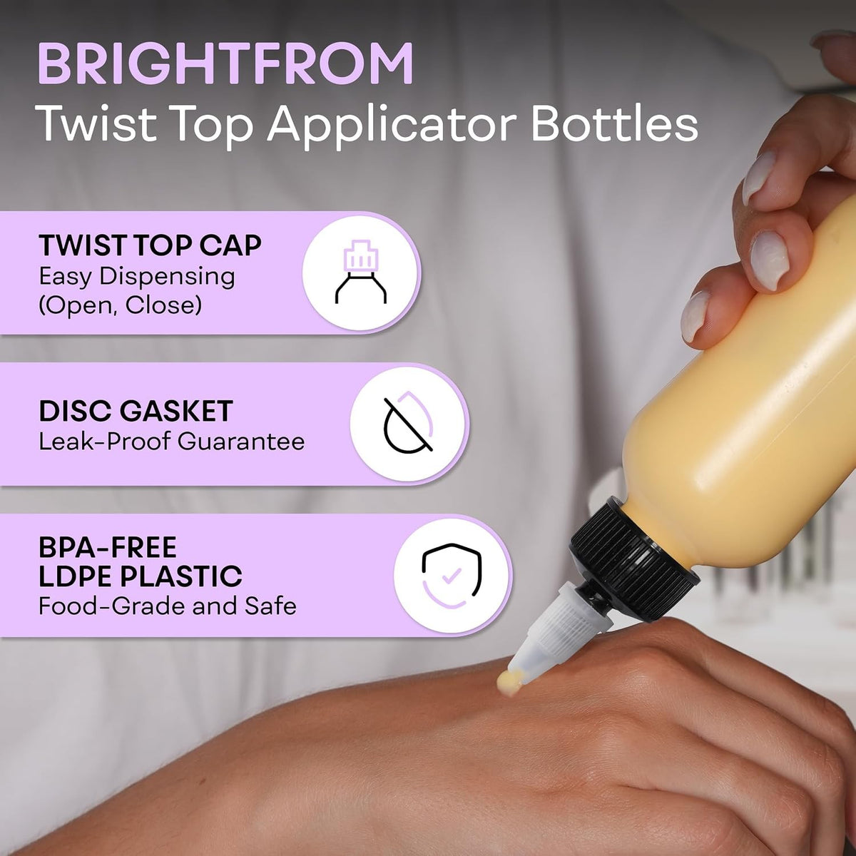 4 oz Refillable Plastic Twist Applicator Bottles - Black, Multi-Purpose
