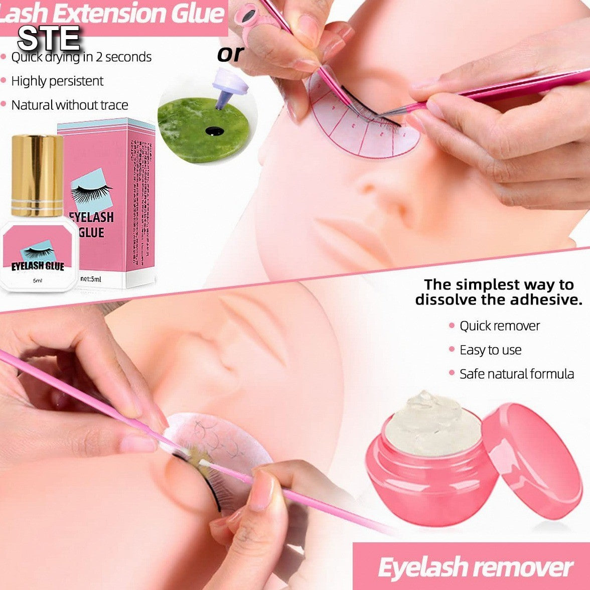 Professional Eyelash Extension Practice Kit with Mannequin Head & USB Fan