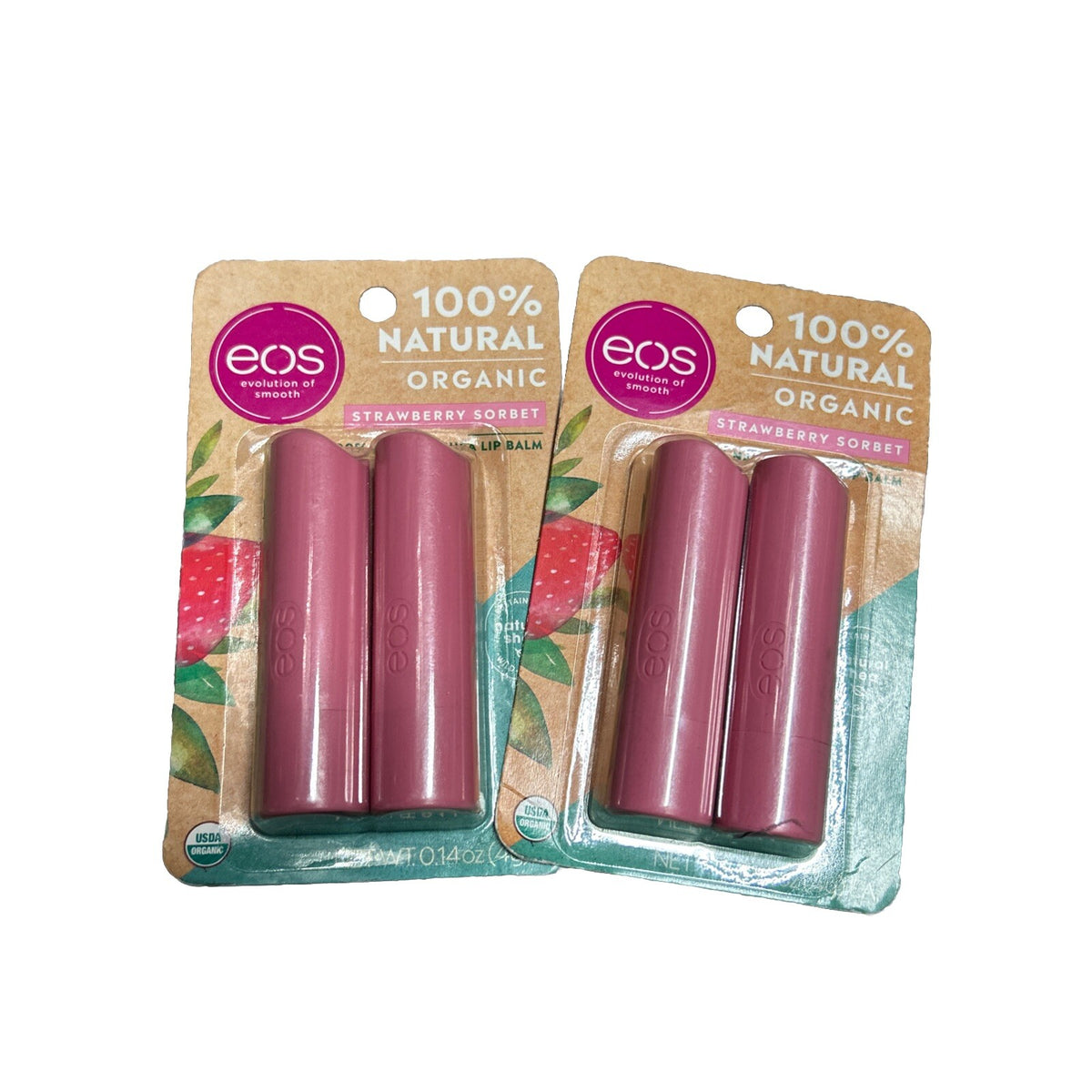 Organic Strawberry Shea Lip Balm Set - 2 Pack Natural Moisturizer