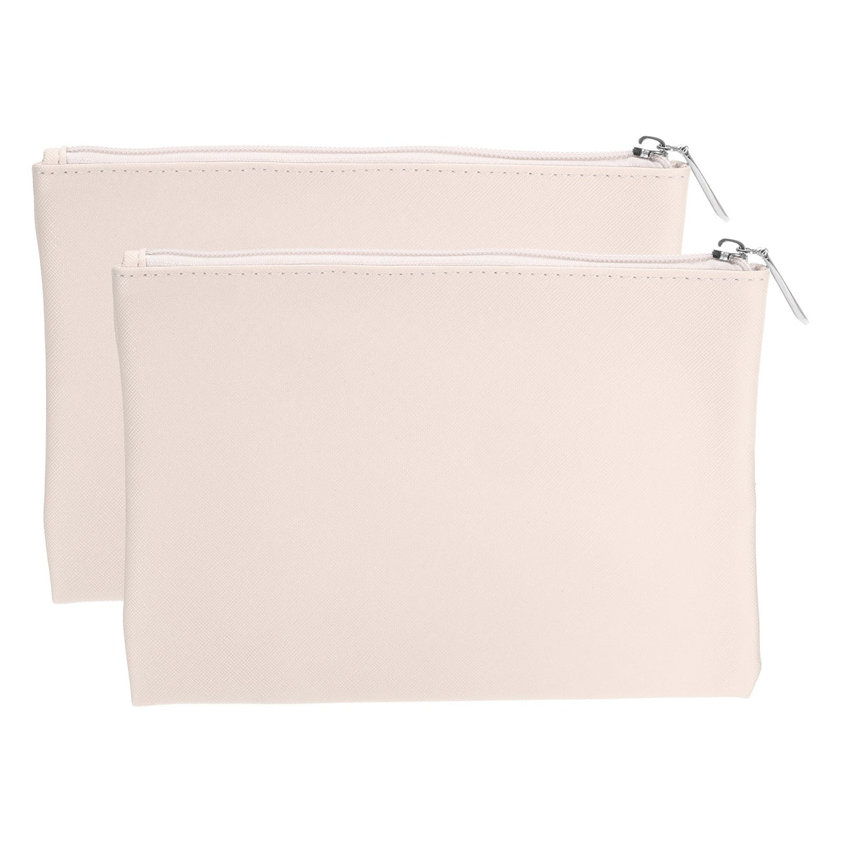 Large PU Leather Cosmetic Makeup Bag Set - Gold Zipper Pouch, 2 Pieces