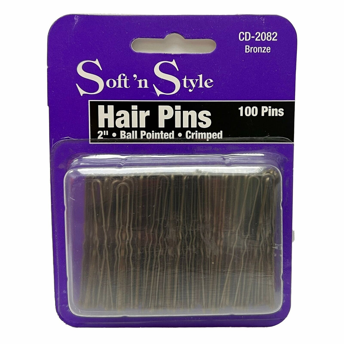 Soft'n Style 100 Bobby Pins | 2" Ball Pointed Crimped Bronze LOT OF 3