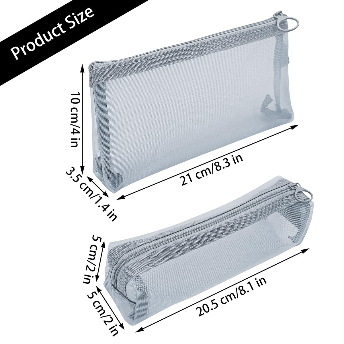 6 Pack Mesh Makeup Brush and Cosmetic Bag Set - Clear Zipper Pouch Organizer