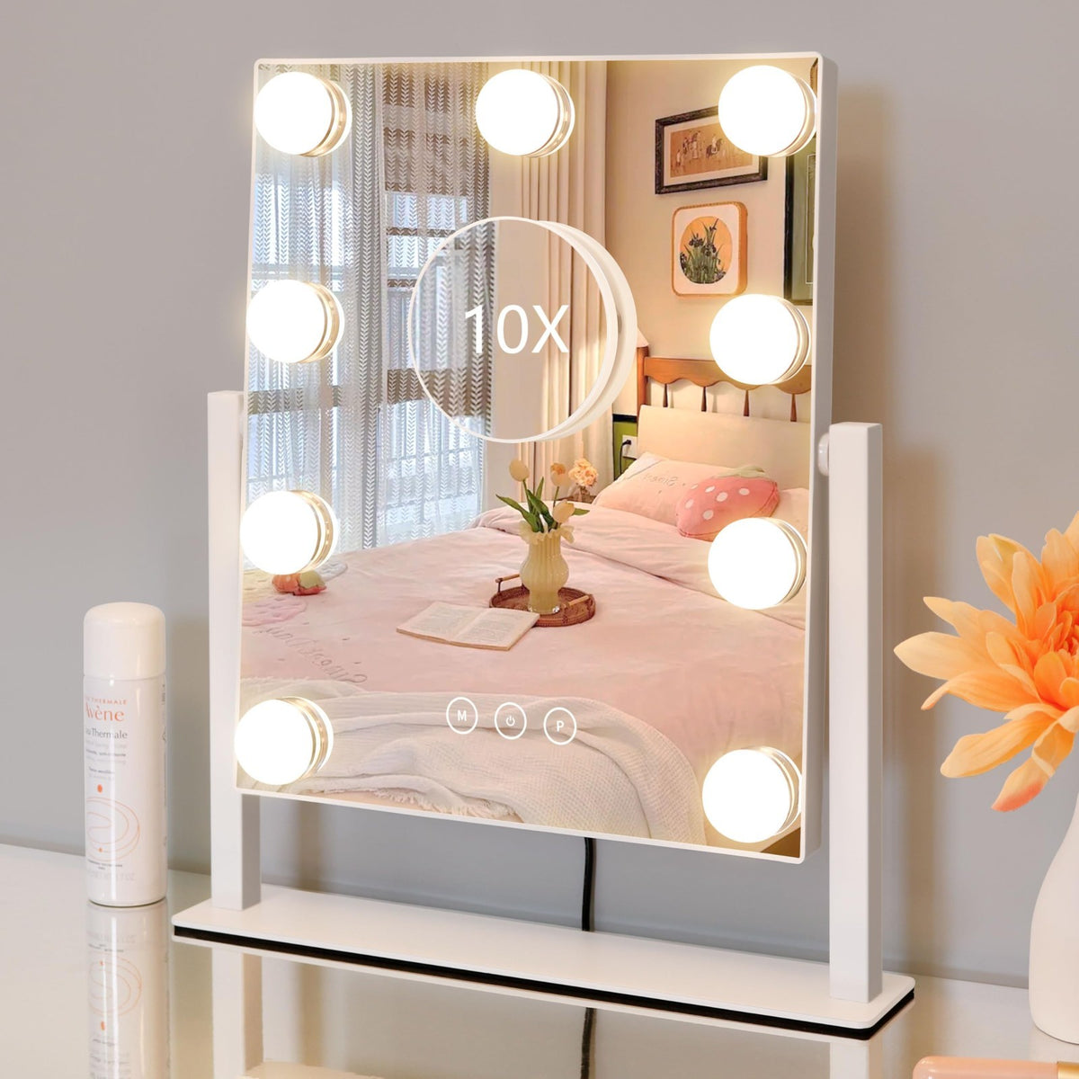 Lighted Makeup Vanity Mirror with 9 Dimmable Bulbs & 10x Magnification