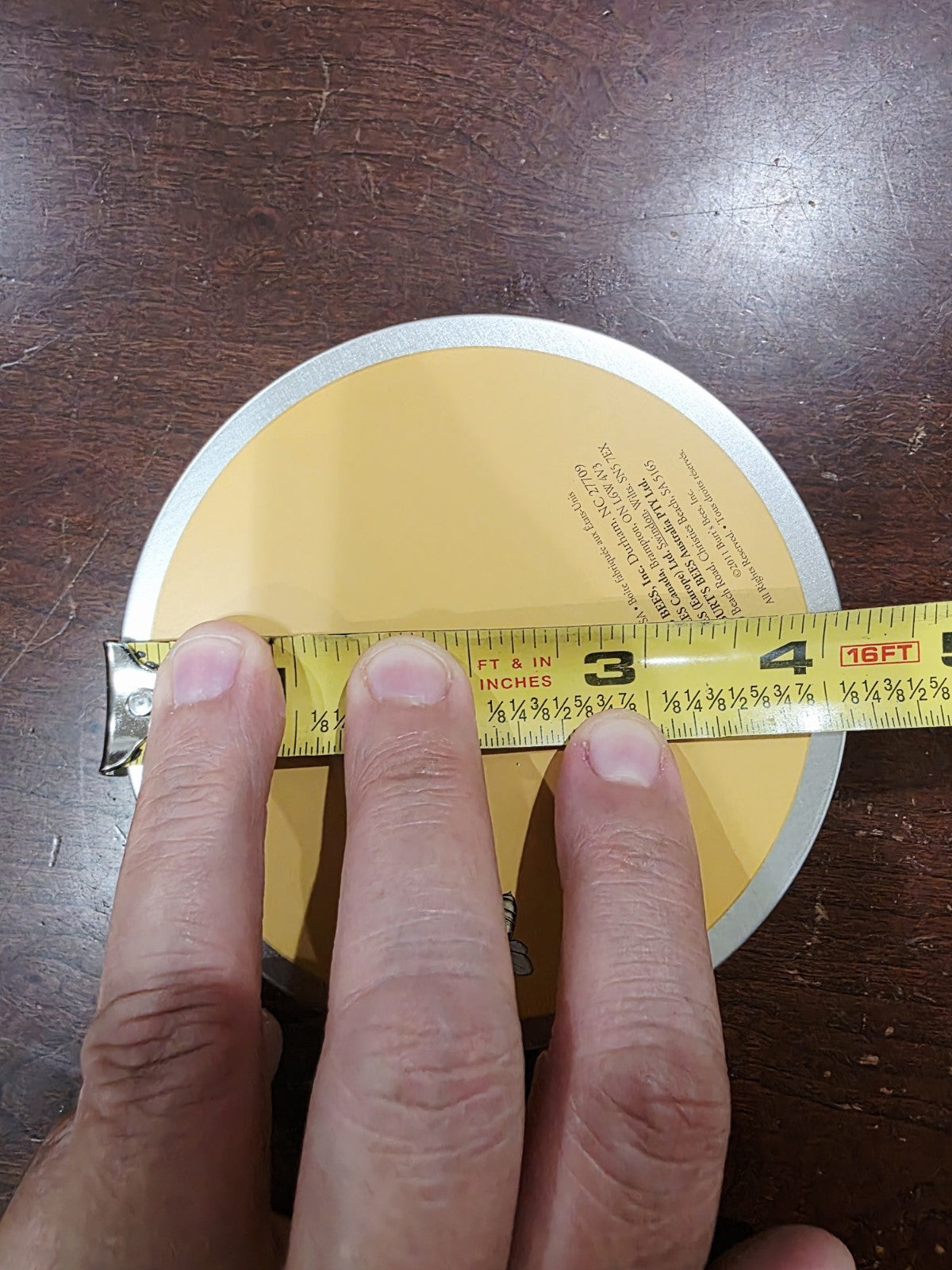 Keepsake Tin Container Only - Burt's Bees Yellow Silver Round