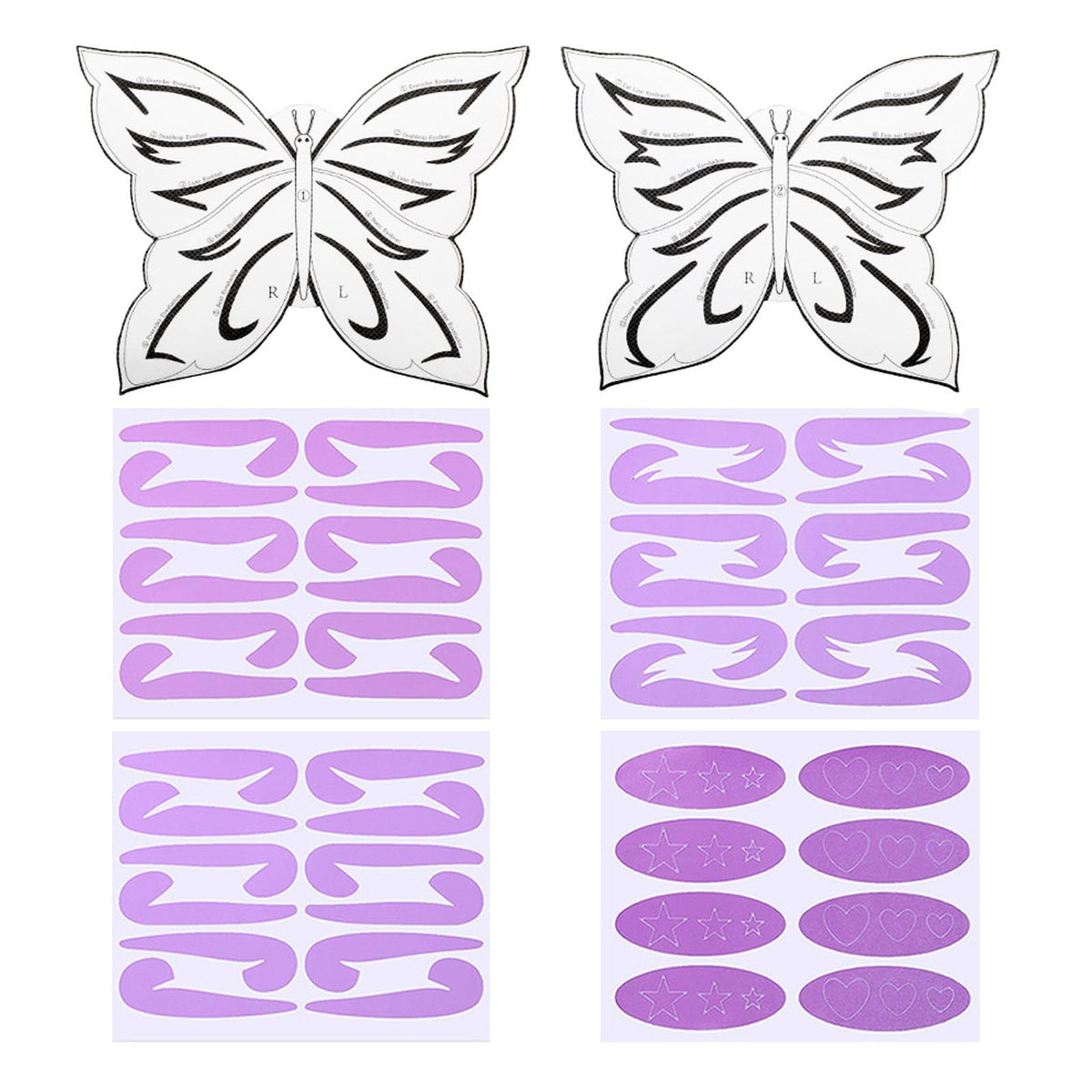 Butterfly Eyeliner Stencil Set - 6 Sheets Quick Standard Pink