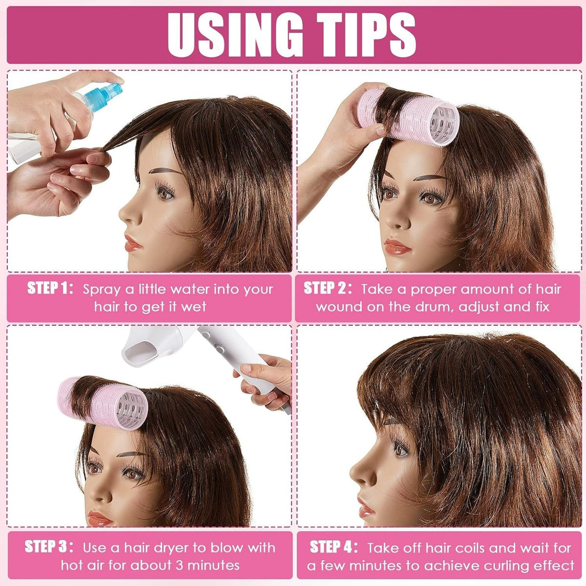 Hair Curlers Set with Aluminum Core for Large Bouncy Curls - 4 Pieces