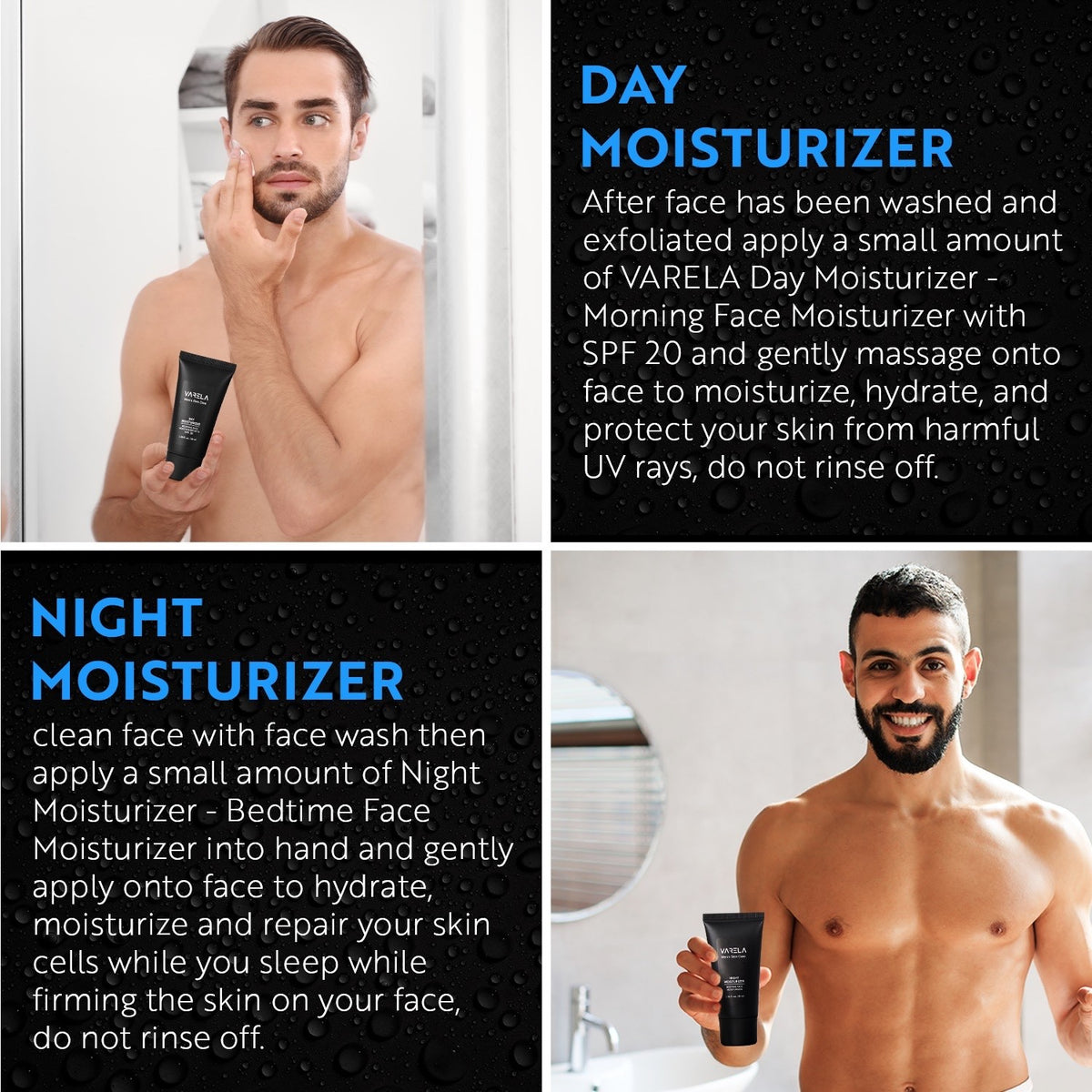 Men's Skin Care Set - Face Wash, Scrub, Day & Night Moisturizers