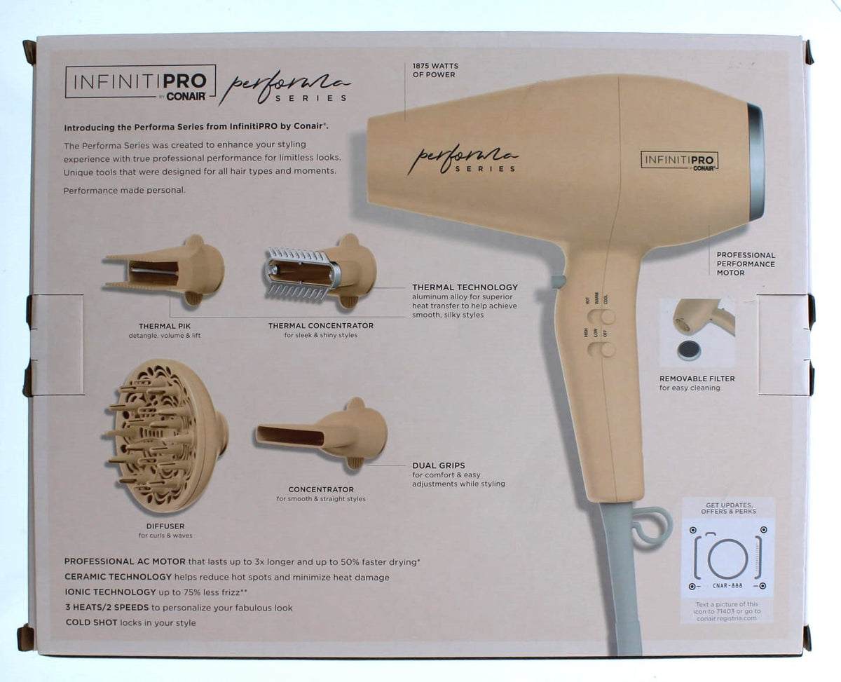 Conair Infiniti Pro Ionic Ceramic Hair Dryer with Attachments