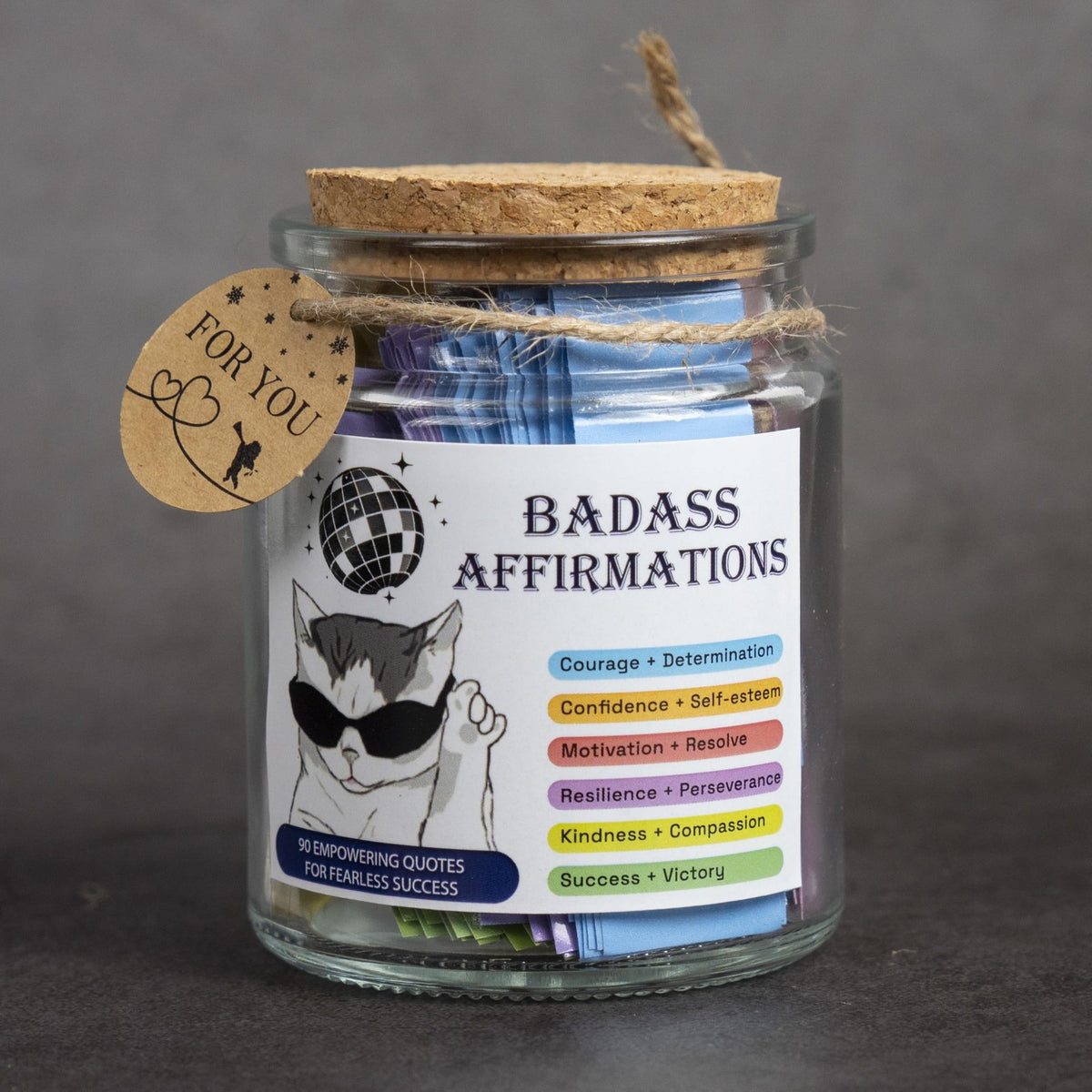 Positive Affirmation Jar for Women - Self-Care & Empowerment Gift with 90 Cards