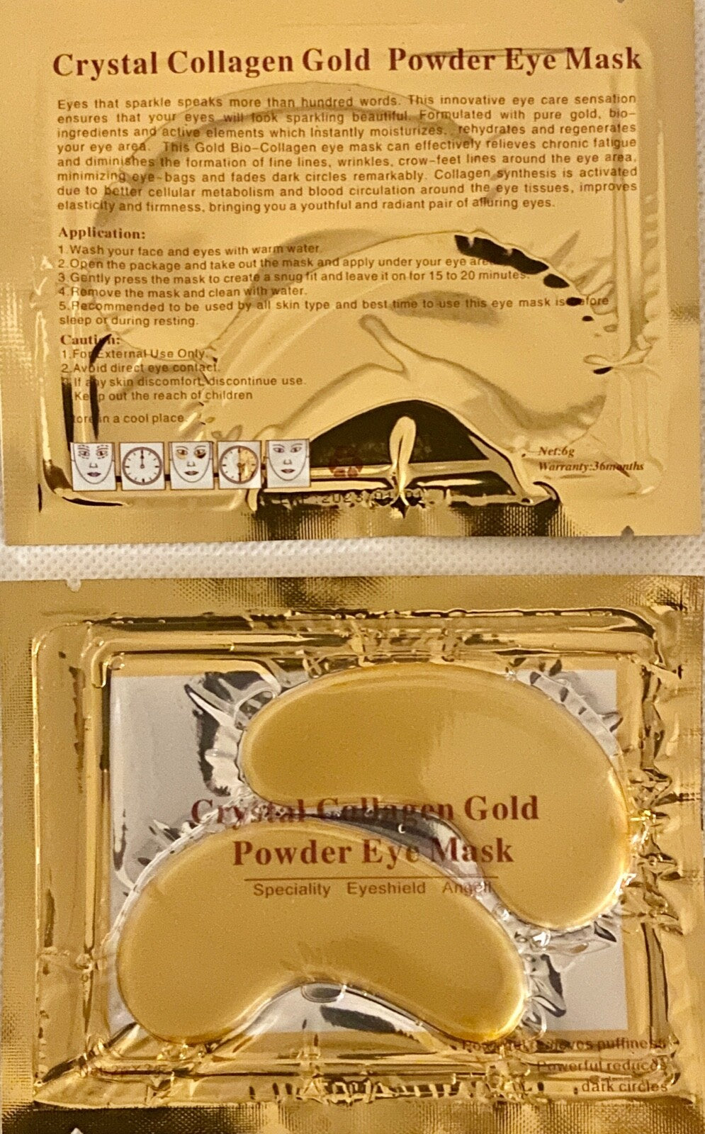 Gold Collagen Eye Mask Patches for Dark Circles & Anti-Aging - 10 Pairs