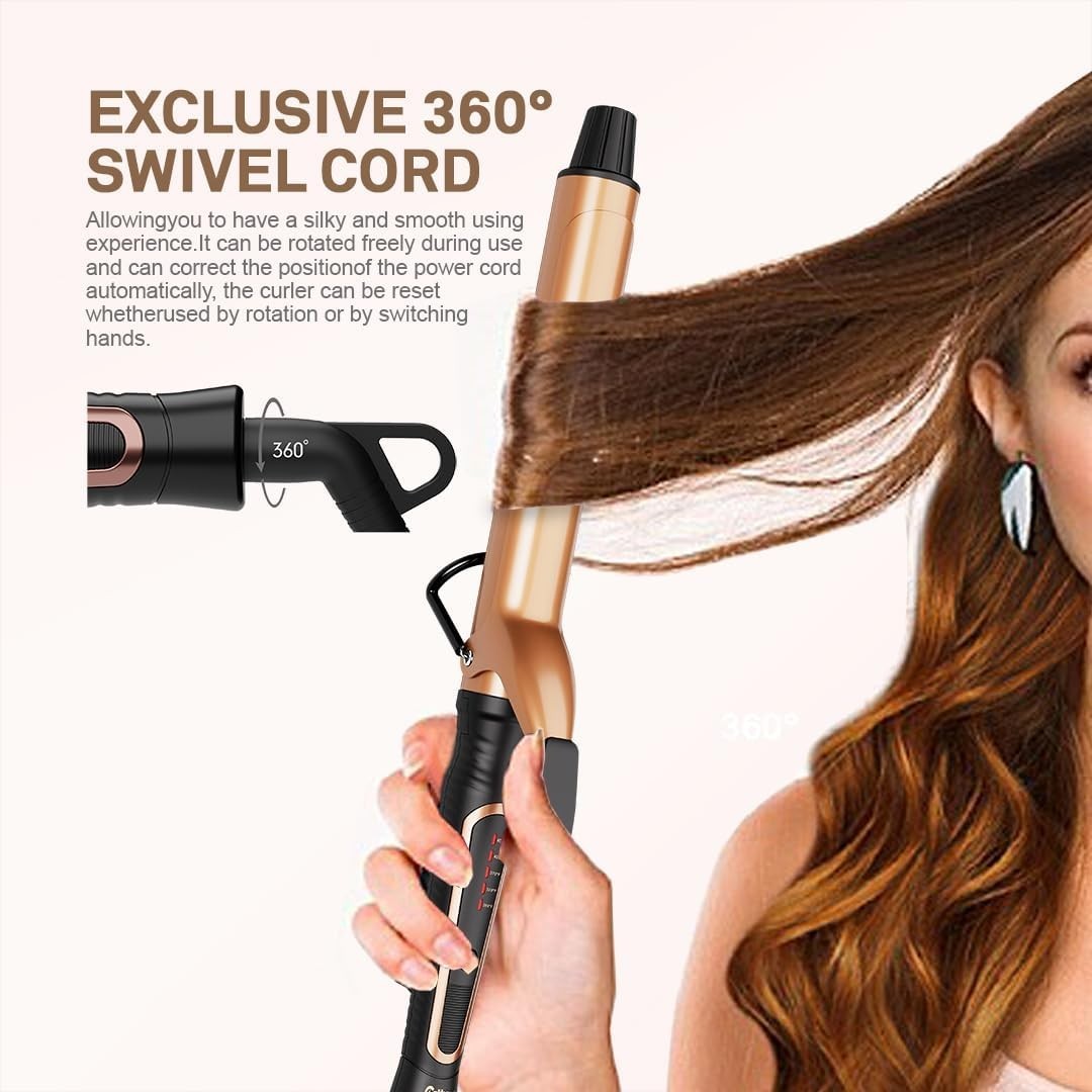 Caliber Professional Inno Heat Curling Iron 1 Inch Adjustable Temp LED Display Rose Gold