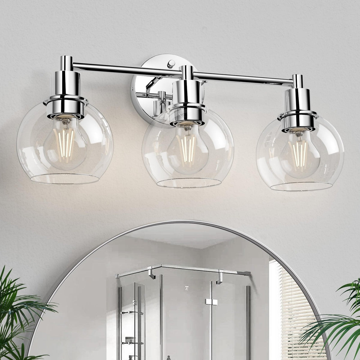 3-Light Bathroom Vanity Light Fixture Chrome Modern Wall Sconce