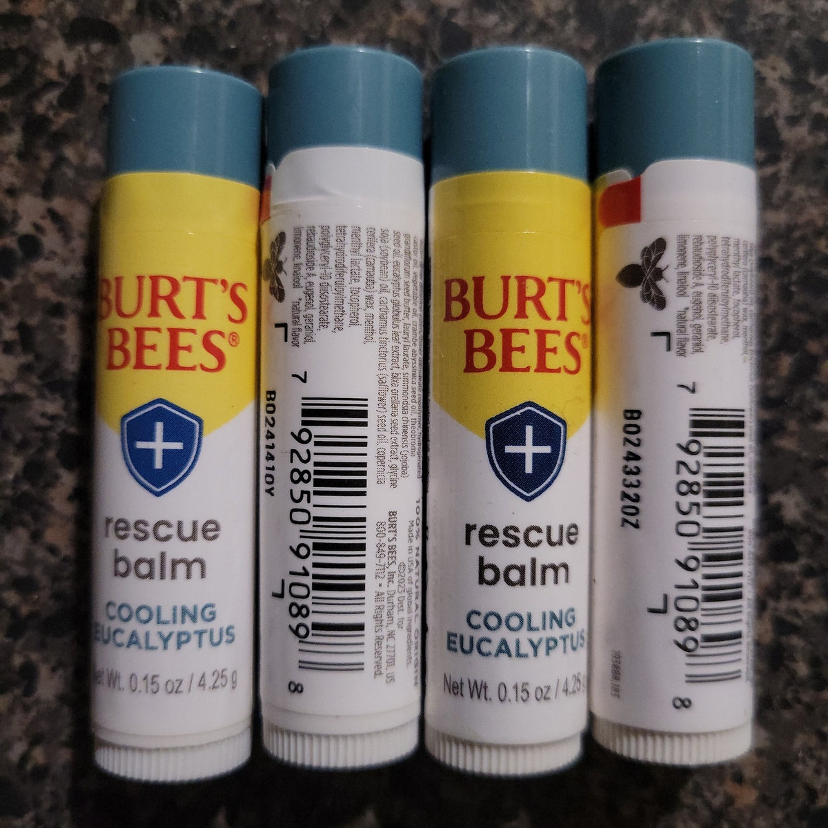 4 Pack Burt's Bees Rescue Repair Lip Balm with Eucalyptus & Turmeric