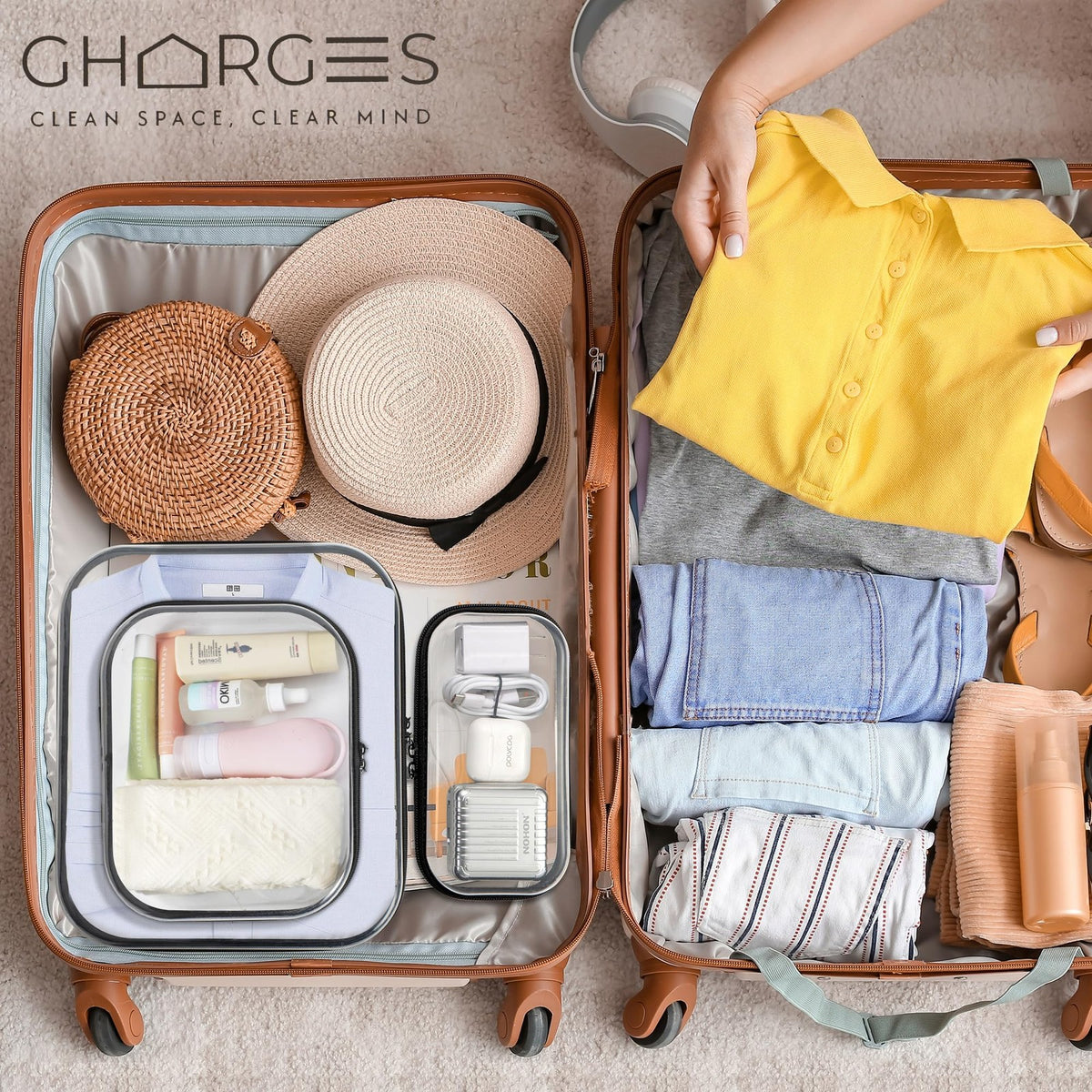 Clear Hard Shell Zipper Storage Cases Set of 3 - Travel & Organization
