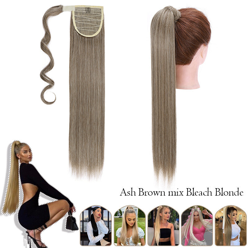 Mega Thick Wrap-On Ponytail Extensions - Natural Human Hair, Curly Wavy Straight