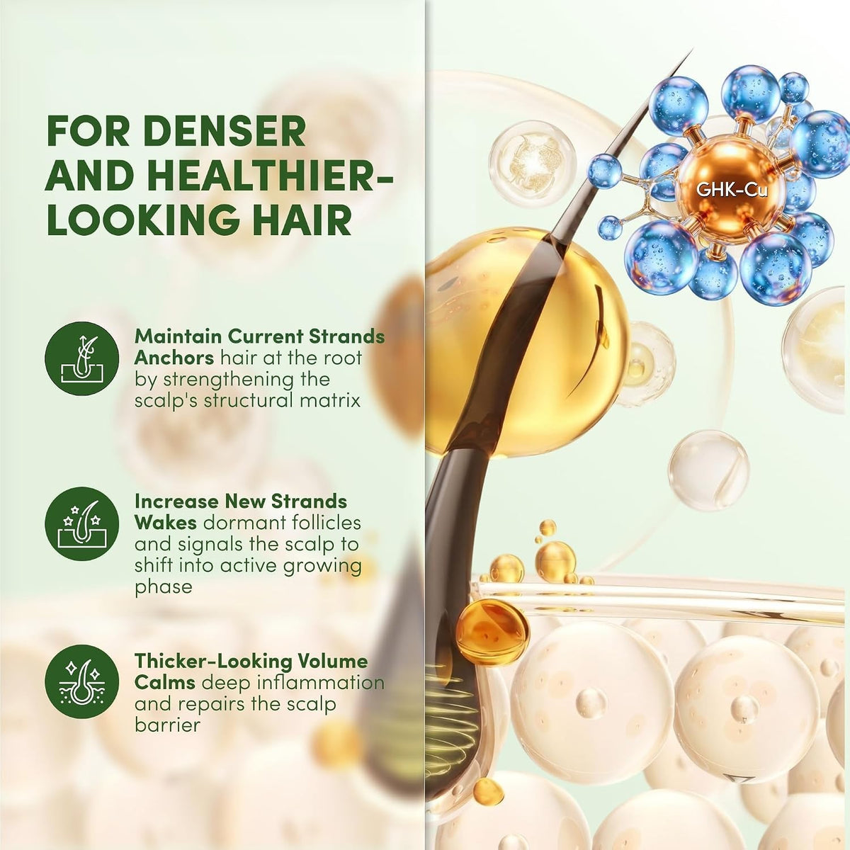 Natural Hair Growth Solution - Copper Peptide & Oils for Thicker 3.38