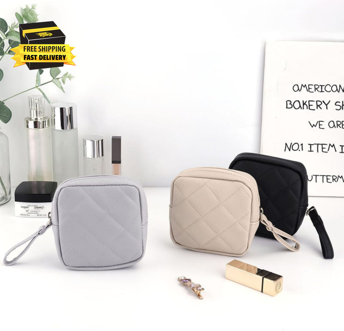Mini Waterproof Makeup Bag for Women, Portable Cosmetic Pouch, Travel Storage