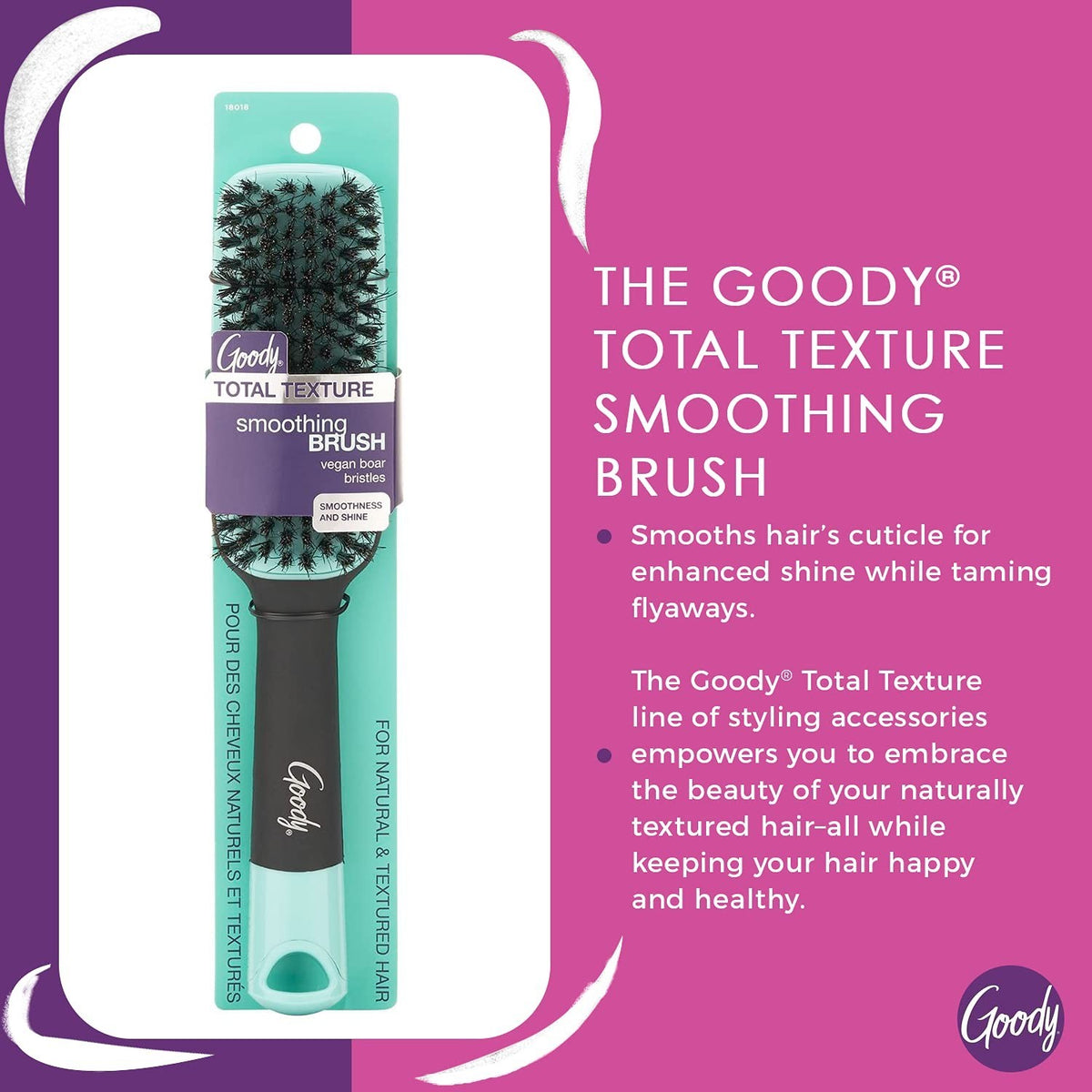 Boar Bristle Hair Brush for Shine and Frizz Control - Texture Smoothing Tool